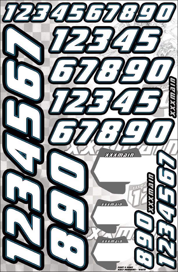 XXX Main Racing Race Numbers - White