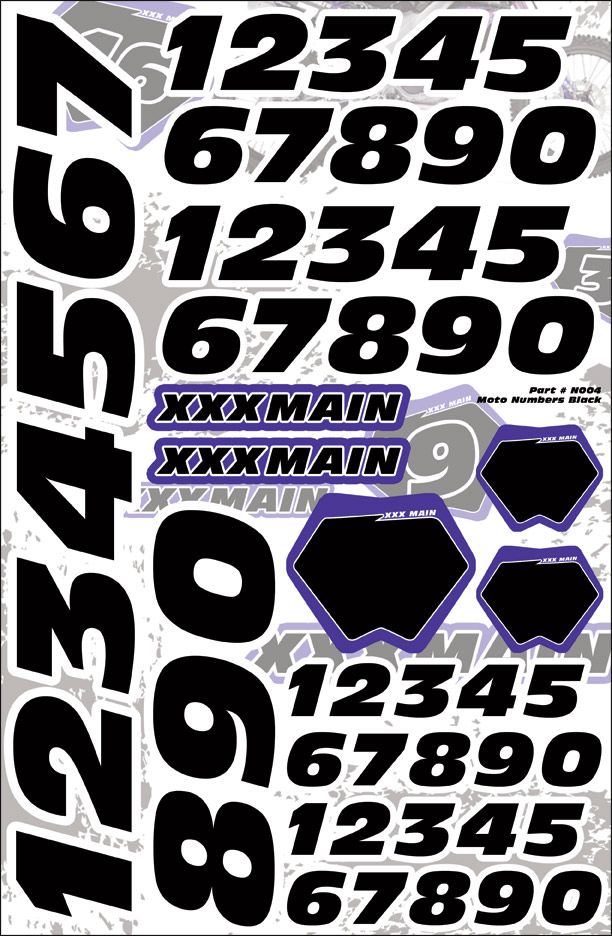 XXX Main Racing Moto Numbers - Black