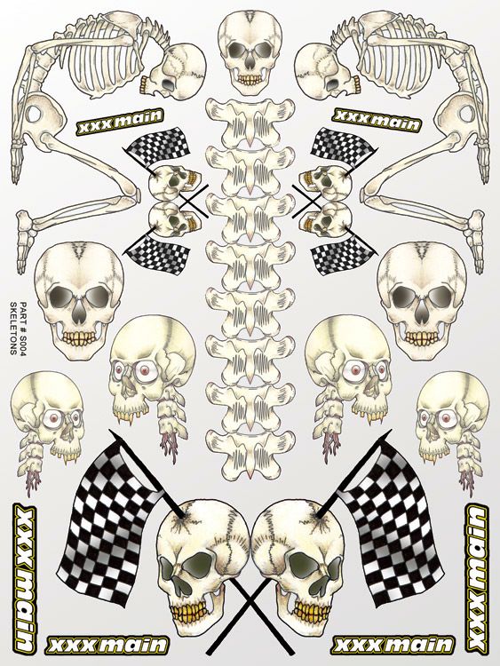 XXX Main Racing Skeletons Sticker Sheet - Click Image to Close