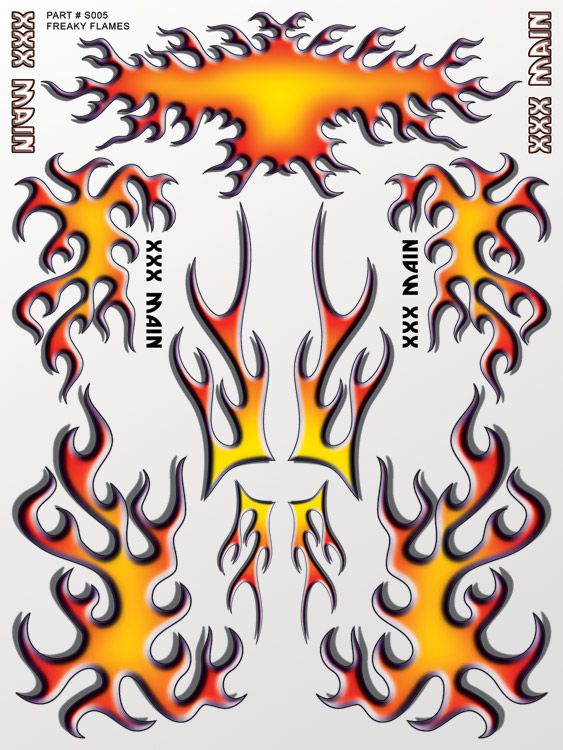 XXX Main Racing Freaky Flames Sticker Sheet - Click Image to Close