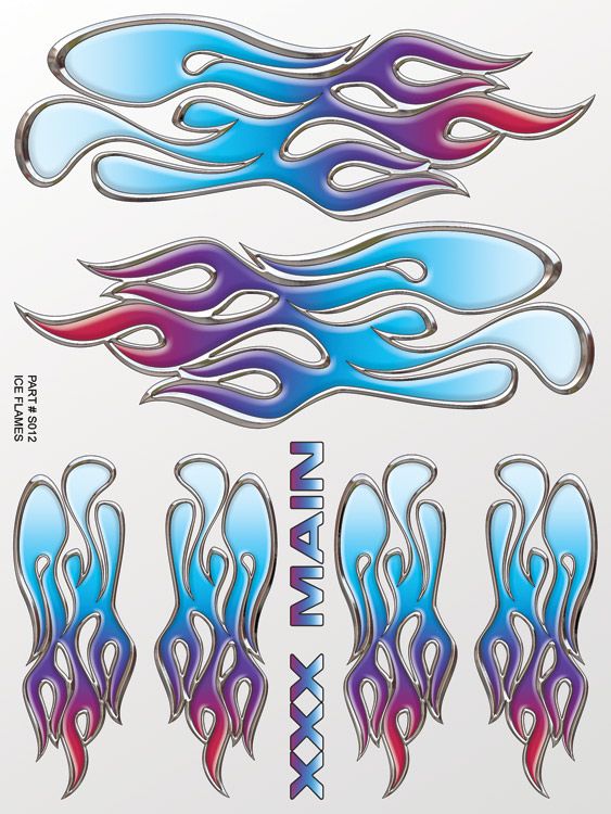 XXX Main Racing Ice Flames Sticker Sheet - Click Image to Close