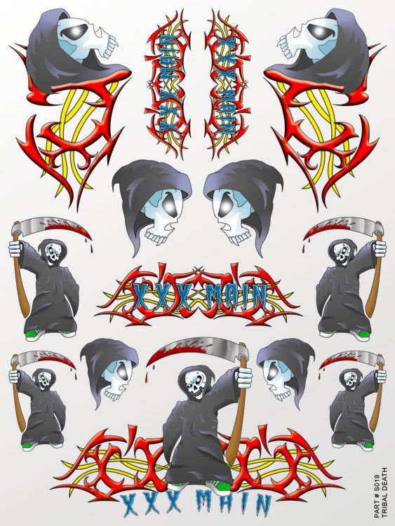 XXX Main Racing Tribal Death Sticker Sheet - Click Image to Close