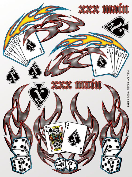 XXX Main Racing Texas Hold'em Sticker Sheet - Click Image to Close