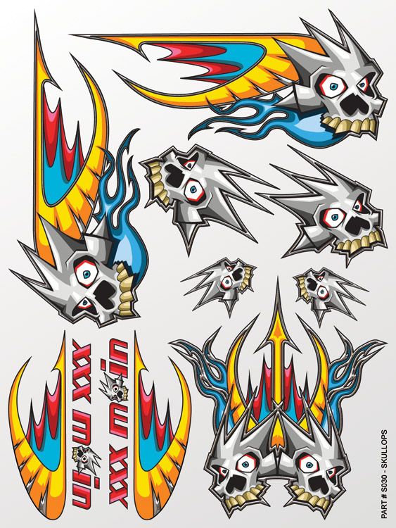 XXX Main Racing Skullops Sticker Sheet - Click Image to Close