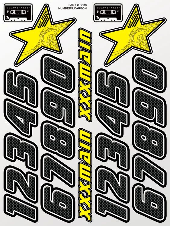 XXX Numbers Carbon Sticker Sheet - Click Image to Close