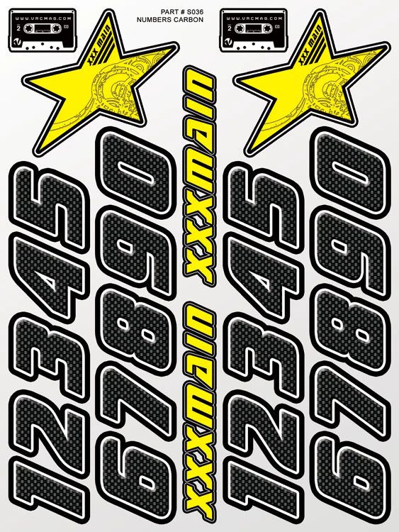 XXX Numbers Carbon Sticker Sheet